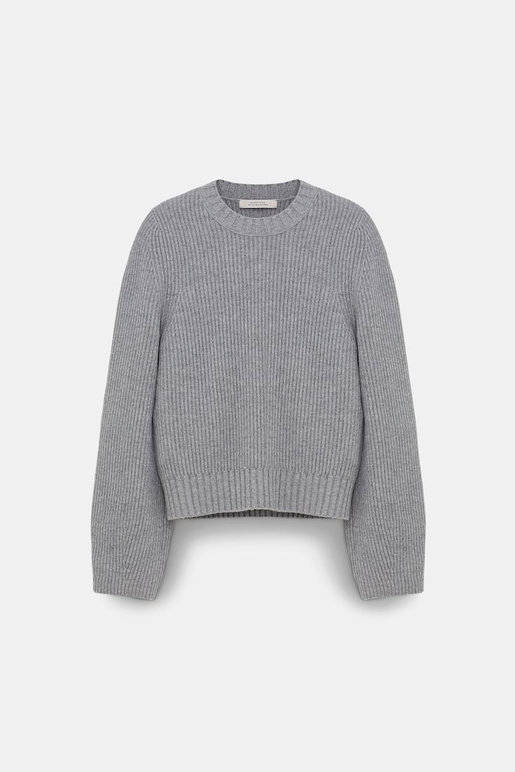 Dorothee Schumacher RIBBED PULLOVER IN MERINO AND CASHMERE medium grey